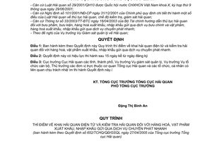 Công văn 652/TCHQ/QĐ-GSQL Quy trình thí điểm  khai hải quan điện tử