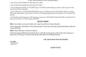 Quyết định 1091/QĐ-CT năm 2005 giao nhiệm vụ phát triển quản lý quỹ đất Công ty Sông Mã Thanh Hóa