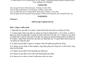 Nghị định 57/2005/NĐ-CP xử phạt vi phạm hành chính trong lĩnh vực giống cây trồng