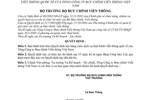 Quyết định 11/2005/QĐ-BBCVT cước thuê kênh viễn thông quốc tế Tổng Công ty Bưu chính Viễn thông Việt Nam