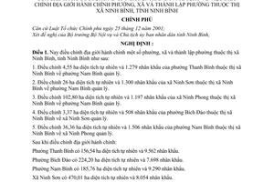 Nghị định 58/2005/NĐ-CP điều chỉnh địa giới hành chính phường, xã và thành lập phường thuộc thị xã Ninh Bình, tỉnh Ninh Bình