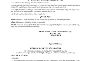 Quyết định 63/2005/QĐ-UB Kế hoạch chuyển đổi mô hình tổ chức quản lý chợ