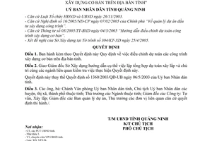 Quyết định 1250/2005/QĐ-UB  điều chỉnh dự toán công trình xây dựng