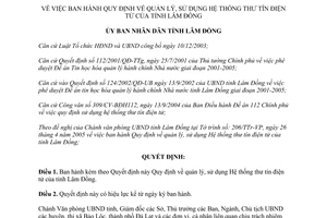 Quyết định 87/2005/QĐ-UB quản lý sử dụng Hệ thống thư tín điện tử Lâm Đồng