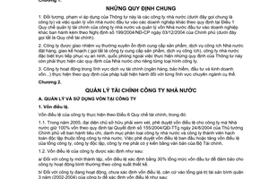 Thông tư 33/2005/TT-BTC hướng dẫn Quy chế quản lý tài chính công ty Nhà nước quản lý vốn Nhà nước đầu tư doanh nghiệp khác