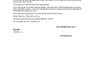 Công văn 499/TY-TTrPC Mẫu chứng chỉ hành nghề thú y