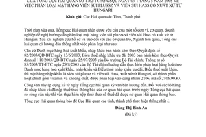 Công văn 1762/TCHQ-GSQL phân loại mặt hàng viên sủi Plussz và viên sủi Hass có xuất xứ từ Hungari