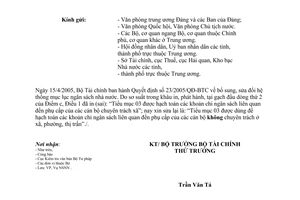 Công văn 5557/TC-NSNN đính chính QĐ 23/2005/QĐ-BTC