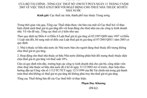 Công văn 1390/TCT/PCCS thuế GTGT hoạt động cho thuê nhà thuộc sở hữu nhà