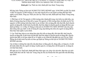 Công văn 1403/TCT/TS in thông báo nộp tiền các khoản thu về đất đai