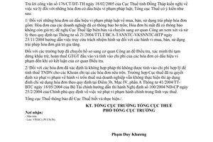 Công văn 1414 TCT/PCCS xử lý những hóa đơn có dấu hiệu vi phạm pháp luật