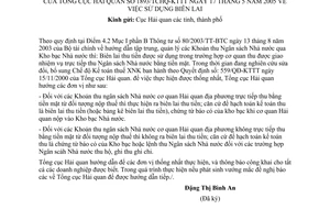 Công văn 1893/TCHQ-KTTT sử dung biên lai