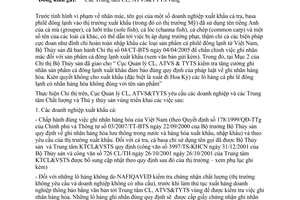 Công văn 998/CLTY-CL ghi nhãn mác sản phẩm cá đông lạnh xuất khẩu