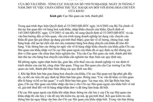 Công văn 1950/TCHQ-GSQL chấn chỉnh thủ tục hải quan hàng hoá chuyển cửa khẩu