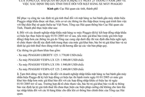 Công văn 2024/TCHQ-KTTT xác định trị giá tính thuế mặt hàng xe máy Piaggio