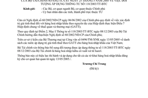 Công văn 6302/TC/CST đối tượng áp dụng TT 118/2003/TT-BTC