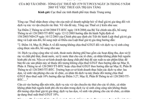 Công văn 1579 TCT/PCCS thuế giá trị gia tăng