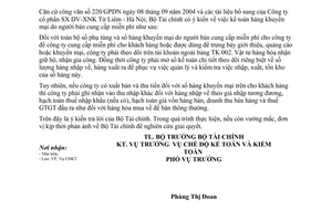 Công văn 6419TC/CĐKT hạch toán hàng khuyến mại