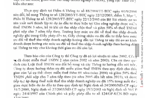 Công văn 1603 TCT/ĐTNN ưu đãi miễn, giảm thuế thu nhập doanh nghiệp