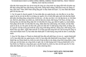 Chỉ thị 11/2005/CT-UB đảm bảo chất lượng công trình, chống tham nhũng, thất thoát trong xây dựng cơ bản