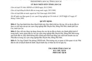 Quyết định 147/2005/QD-UBND trình tự dự án đầu tư cơ chế một cửa Lào Cai