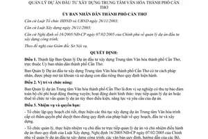 Quyết định 31/2005/QĐ-UB thành lập nhiệm vụ quyền hạn Ban Quản lý Dự án đầu tư xây dựng Cần Thơ