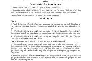 Quyết định 94/2005/QĐ-UB thành lập bộ phận tiếp nhận trả kết quả thủ tục hành chính cơ chế một cửa Lâm Đồng