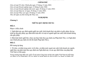 Nghị định 59/2005/NĐ-CP điều kiện sản xuất, kinh doanh ngành nghề thuỷ sản