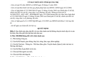 Quyết định 818/2005/QĐ-UBND mức phụ cấp chức danh cán bộ không chuyên Quảng Trị
