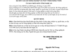 Quyết định 55/2005/QĐ-UBND chức năng, nhiệm vụ, quyền hạn, cơ cấu tổ chức bộ máy Sở Nông nghiệp và Phát triển nông thôn