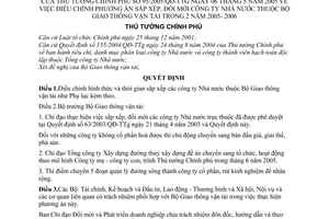 Quyết định 95/2005/QĐ-TTg điều chỉnh phương án sắp xếp đổi mới công ty nhà nước thuộc bộ giao thông vận tải trong 2 năm 2005- 2006