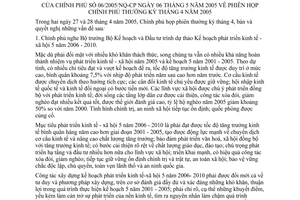 Nghị quyết 06/2005/NQ-CP phiên họp chính phủ thường kỳ tháng 4 năm 2005