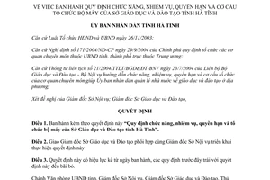 Quyết định 33/2005/QĐ-UB-NV chức năng nhiệm vụ quyền hạn Sở Giáo dục Hà Tĩnh