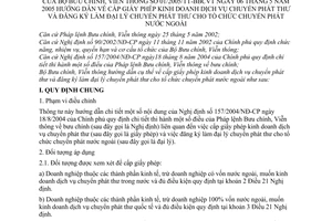 Thông tư 01/2005/TT-BBCVT hướng dẫn cấp giấy phép kinh doanh dịch vụ chuyển phát thư đăng ký làm đại lý tổ chức chuyển  phát nước ngoài
