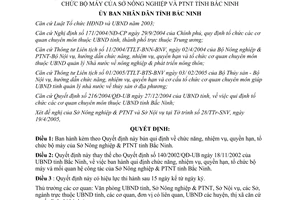 Quyết định 38/2005/QĐ-UB chức năng nhiệm vụ quyền hạn tổ chức Sở Nông nghiệp phát triển nông thôn Bắc Ninh