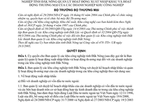 Quyết định 1401/2005/QĐ-BTM ủy quyền Ban quản lý Khu công nghiệp tỉnh Đắk Nông quản lý hoạt động xuất nhập khẩu thương mại