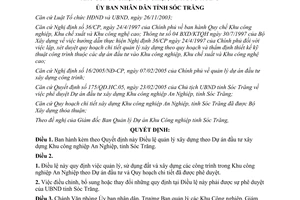 Quyết định 43/2005/QĐ.UBNDT Dự án đầu tư xây dựng Khu công nghiệp An Nghiệp Sóc Trăng