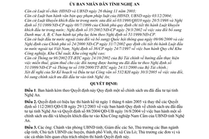 Quyết định 57/2005/QĐ-UBND chính sách ưu đãi đầu tư tại tỉnh Nghệ An