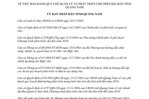 Quyết định 34/2005/QĐ-UB Quy chế quản lý phát triển chợ Quảng Nam