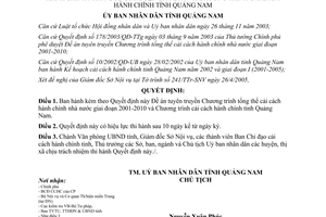 Quyết định 36/2005/QĐ-UBND đề án tuyên truyền cải cách hành chính nhà nước 2001-2010 Quảng Nam
