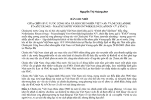 Bản ghi nhớ giữa Việt NamNederlandse Financierings – Maatschappij Voor Ontwikkelingslande  N.V FMO 2005