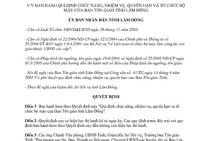 Quyết định 99/2005/QĐ-UBND quy định chức năng nhiệm vụ Ban Tôn giáo Lâm Đồng