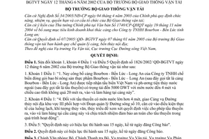 Quyết định 24/2005/QĐ-BGTVT sửa đổi Quyết định 1826/2002/QĐ-BGTVT