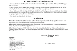 Quyết định 33/2005/QĐ-UBBT công tác phí chi hội nghị cơ quan đơn vị Bình Thuận