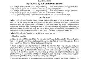 Quyết định 18/2005/QĐ-BBCVT chức năng, nhiệm vụ, quyền hạn cơ cấu tổ chức Nhà xuất bản Bưu điện