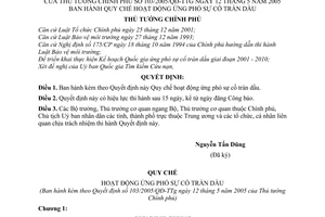 Quyết định 103/2005/QĐ-TTg  Quy chế hoạt động ứng phó sự cố tràn dầu