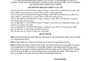 Quyết định 25/2005/QĐ-BGTVT áp dụng tiêu chuẩn trong xây dựng công trình giao thông