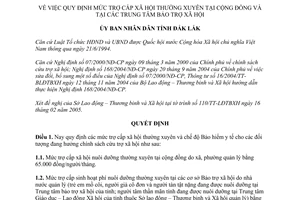 Quyết định 818/QĐ-UB năm 2005 quy định mức trợ cấp xã hội thường xuyên