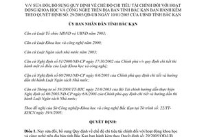 Quyết định 996/2005/QĐ-UBND sửa đổi chế độ chi tiêu tài chính ban hành kèm theo 29/2005/QĐ-UB Bắc Kạn