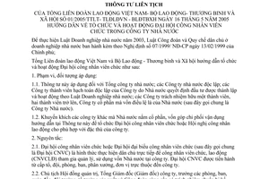 Thông tư liên tịch 01/2005/TTLT-TLĐLĐVN-BLĐTBXH hướng dẫn tổ chức hoạt động Đại hội công nhân viên chức trong công ty nhà nước